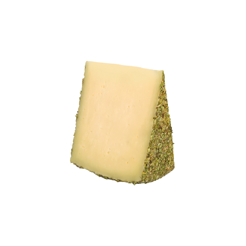 Queso Curado de Oveja cubierto con Orégano y Miel de Leche Cruda